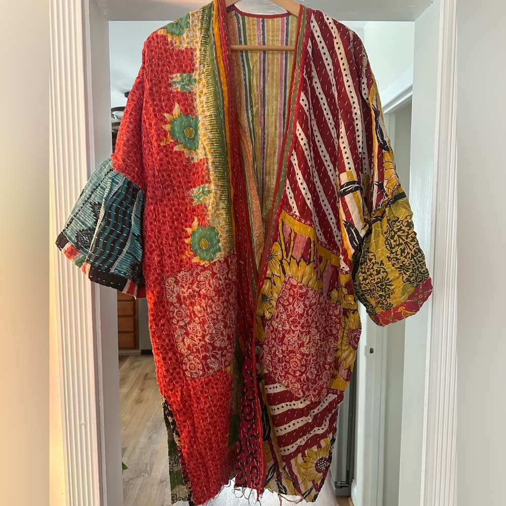 Colorful Reversible Patchwork Kimono Jacket - image 3